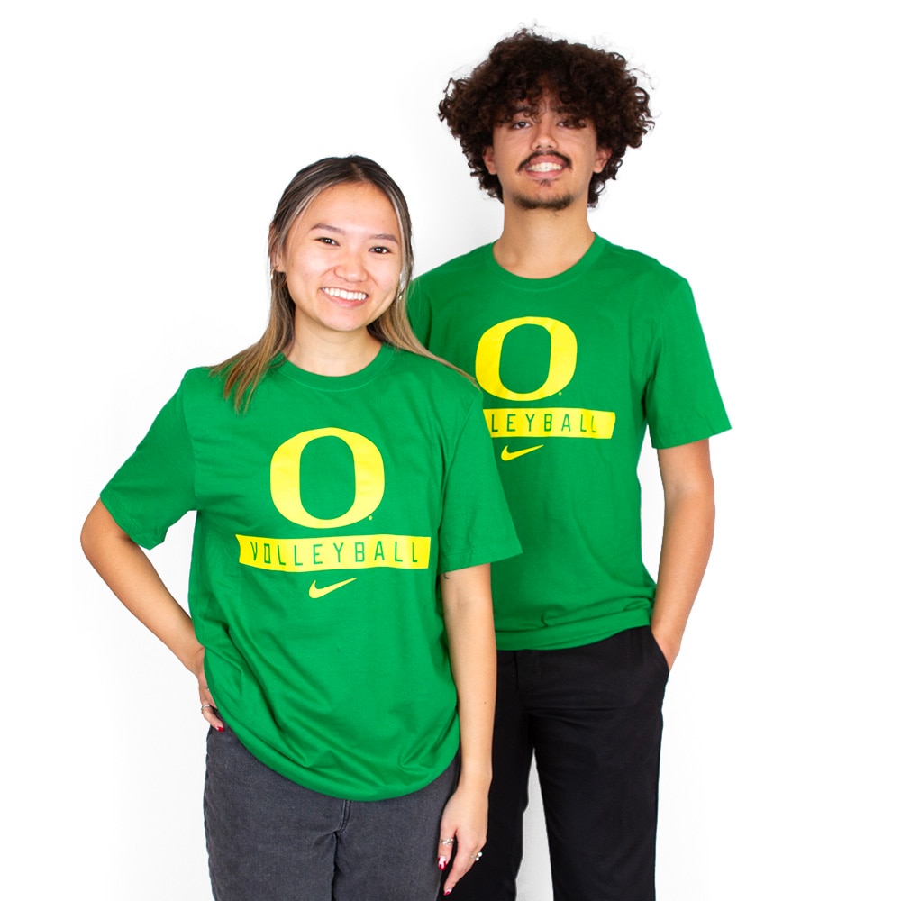 Classic Oregon O, Nike, Green, Crew Neck, Cotton, Women, Unisex, Volleyball, T-Shirt, 878114